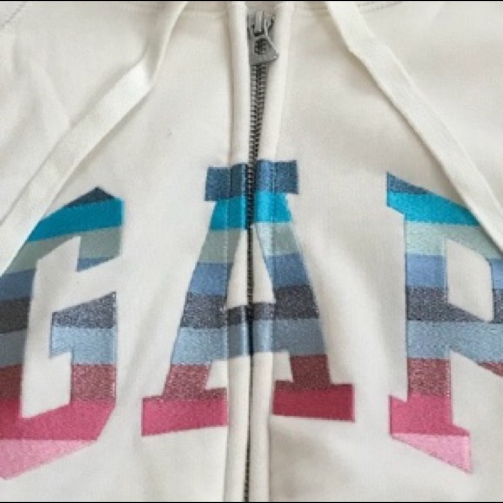 GAP Crazy Stripe Logo Sherpa Fleece Hoodie